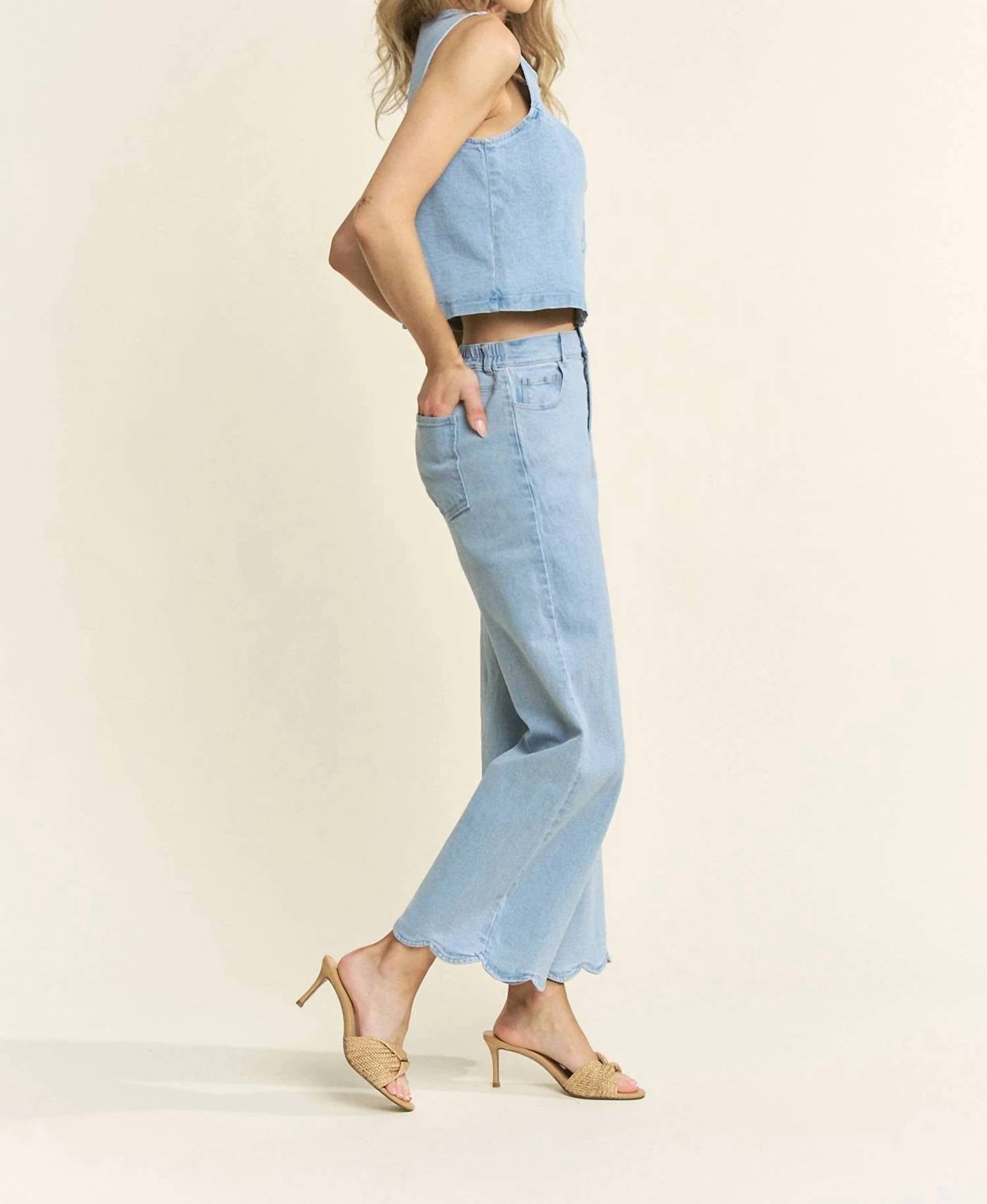 Hersy - Jeri Denim Scalloped Top