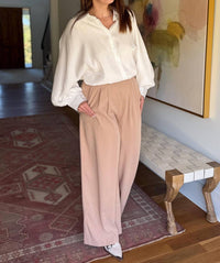 GLAM Sandstorm Wide Leg Pants in beige - women's pants - detail view