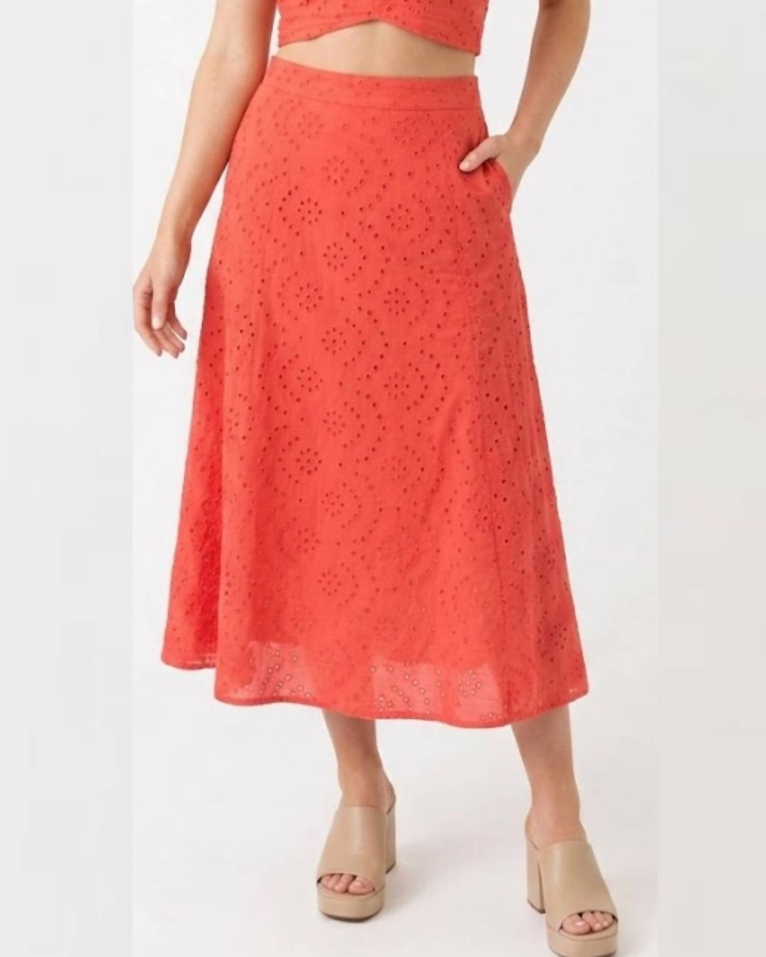 Hyfve - Eyelet Halter Top And Midi Skirt Set