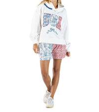 Simply Southern Usa Ribbed Cuffs Hoodie in white - women's top