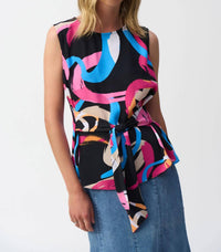 Joseph Ribkoff Whitlee Woven Abstract Print Sleeveless Fit And Flare Top in multi - women's t-shirt
