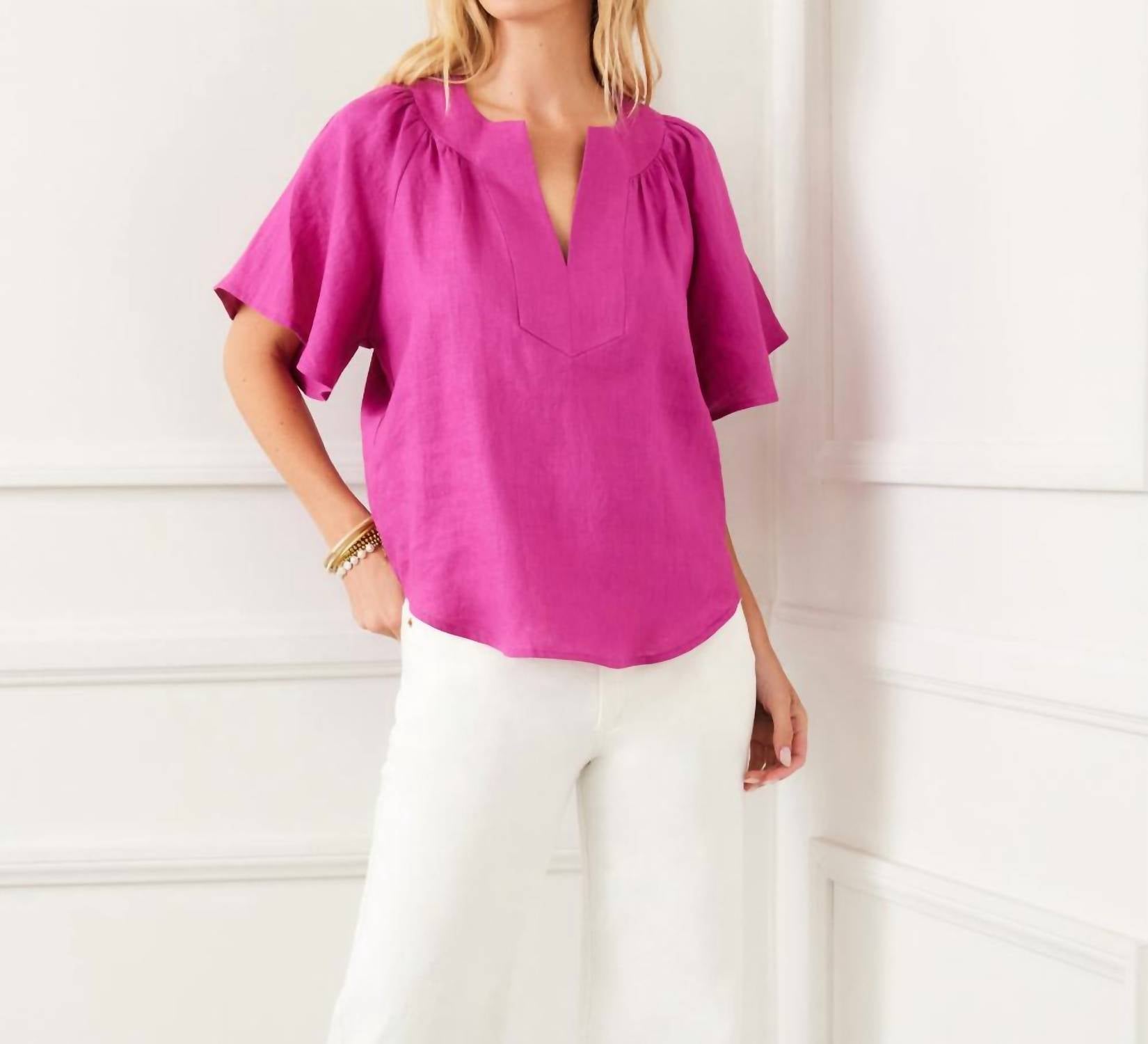 Karen Kane - Linen Flutter Sleeve Top
