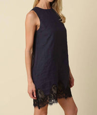 Olivaceous - Joey Lace Hem Linen Mini Dress