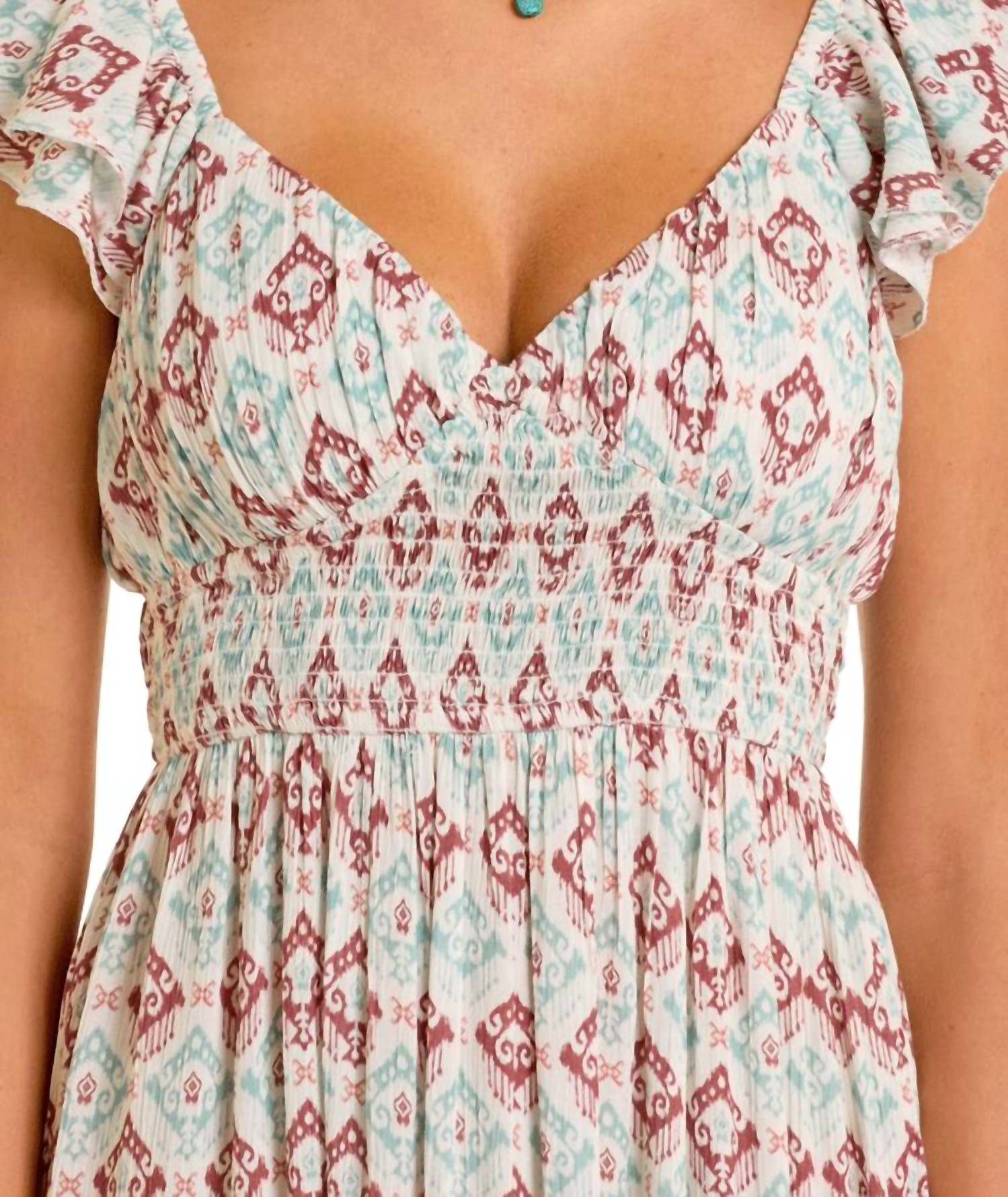 Rock & Roll Denim Printed Maxi Dress in natural - women's dress - alternate view
