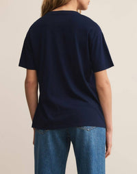 Z Supply Ciao Boyfriend Tee in blue sapphire - women's t-shirt - alternate view