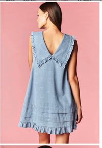 Rareraw - denim peterpan vollard dress with bows