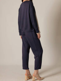 P.CILL Josie Double-layered Sleeve Top in navy - women's long sleeve top - view 4