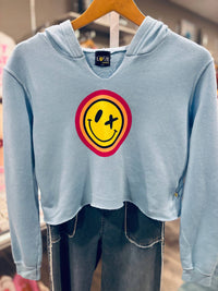 Love Junkie - Girls' Cropped Hoodie With Smiley Face