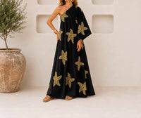 Mystery Resort - Starfish One-shoulder Caftan Maxi Dress