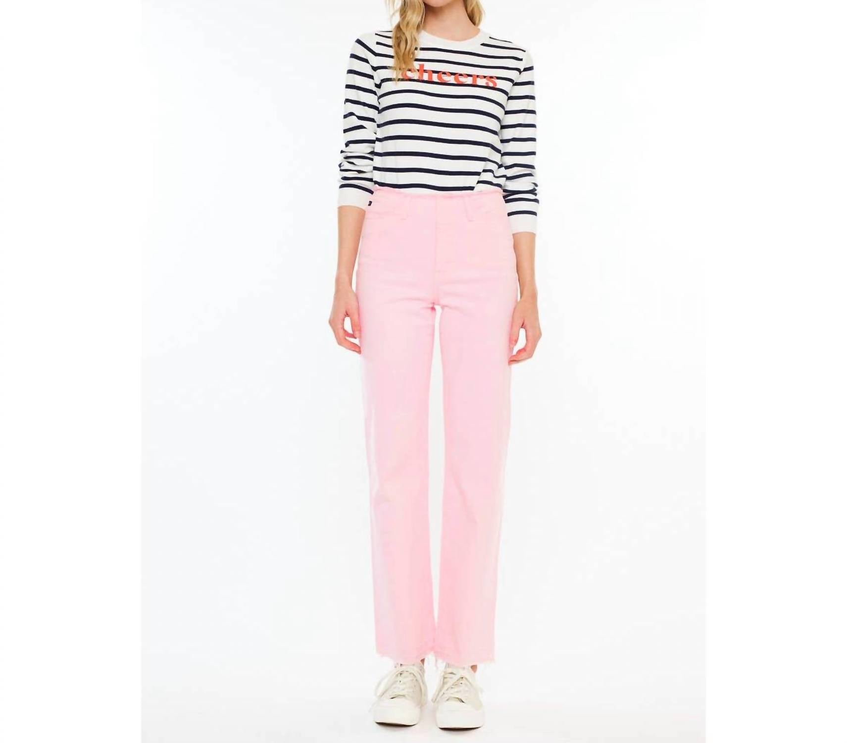 KanCan High Rise True Straight Comfort Jeans in pink - women's jeans - alternate view