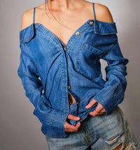 Blue B - Out Of Office Off Shoulder Shirt