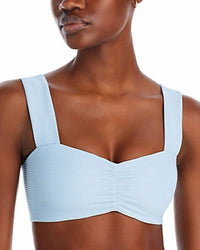 L*SPACE Marlee Ribbed Bikini Top in blue - women's swimwear