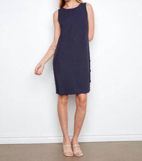 CHARLIE B Sleeveless Mini Dress With Side Buttons in navy - women's dress