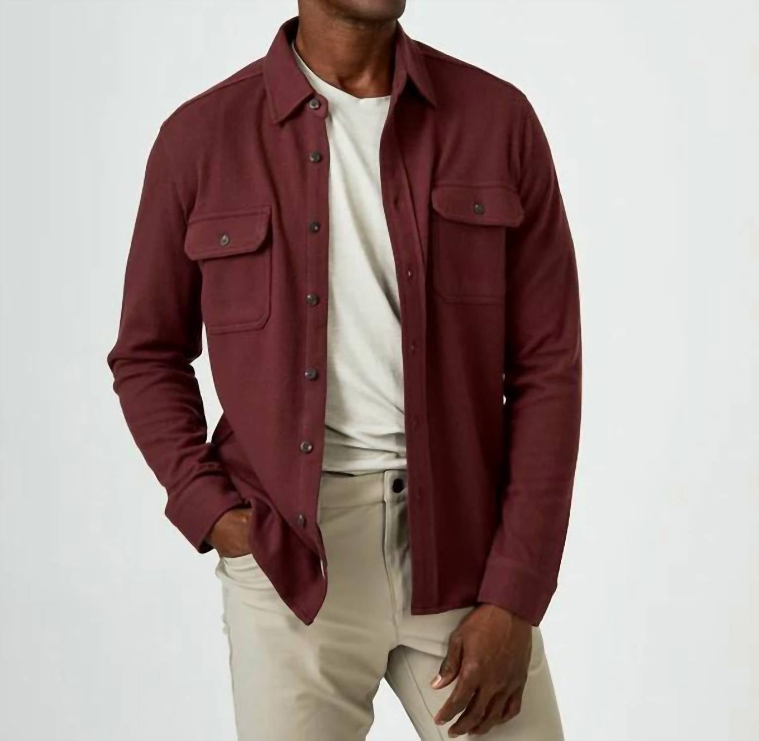 7 For All Mankind Generation Longsleeve Shirt in burgundy - men's shirt