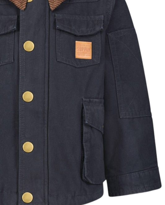 London Fog - Big Boys Button-front Collared Utility Barn Coat