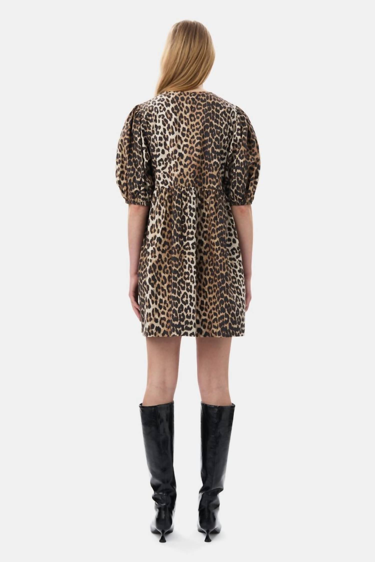 Ganni - Printed Cotton Tie String Mini Dress