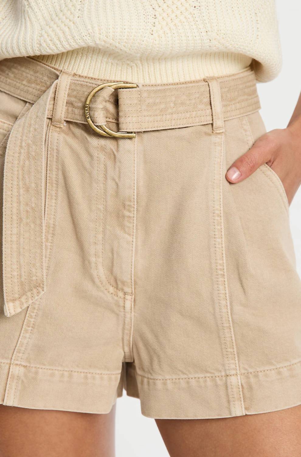 KIVARI Pippa Denim Short in sand - women's shorts - alternate view