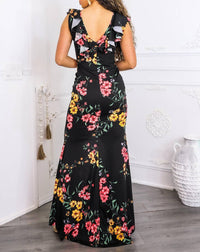 Surelymine - Two-way Floral Ruffle Maxi Dress