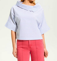 Fdj - Poplin Crossover Neck Top