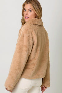 Mystree - Collared Faux Fur Jacket