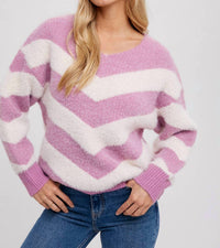 Bluivy - Chevron Soft Fuzzy Pullover