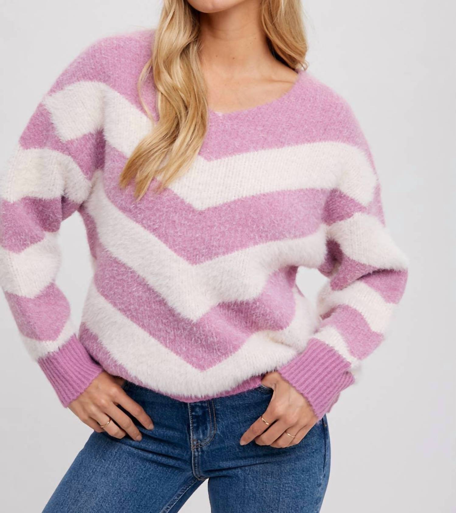 Bluivy - Chevron Soft Fuzzy Pullover