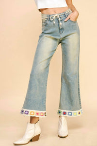 Davi & Dani - Crochet Trim Flare Jeans