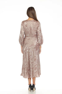 Joseph Ribkoff - Metallic Cutout Detail Puff Sleeve Maxi Dress