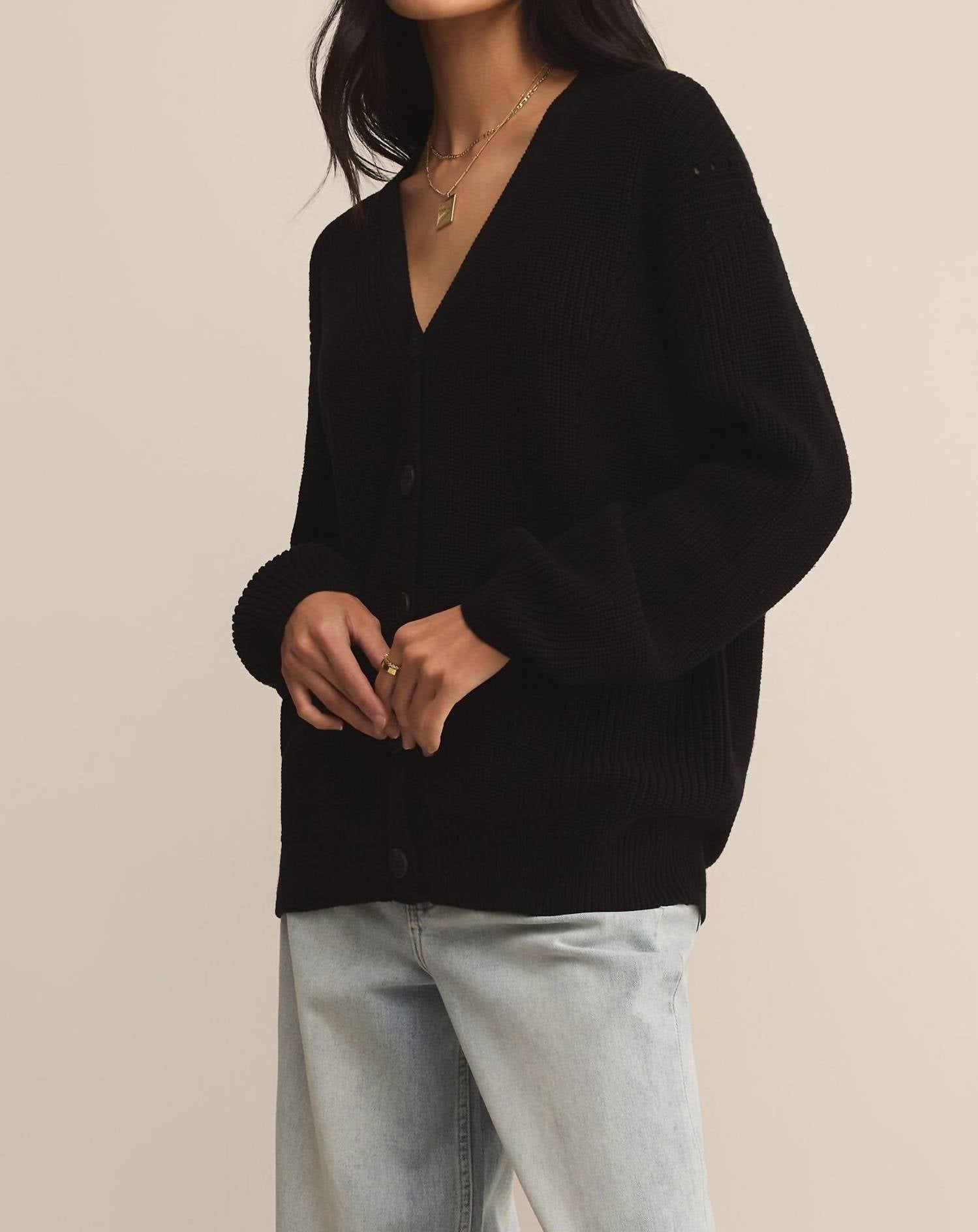 Z Supply Voyager Cardigan in black 1 - women's cardigan - detail view