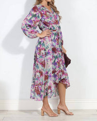 Veronica M - Cassandra Chiffon Ruffle Wrap Dress