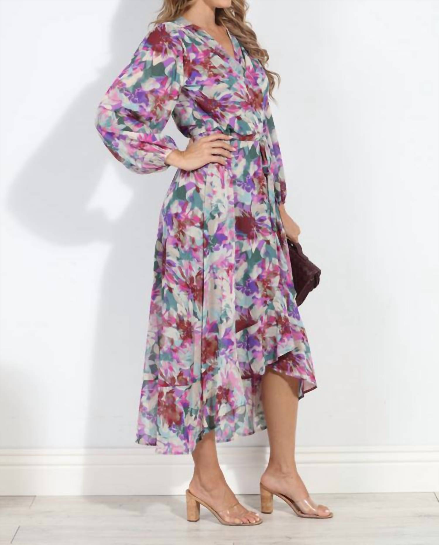 Veronica M - Cassandra Chiffon Ruffle Wrap Dress