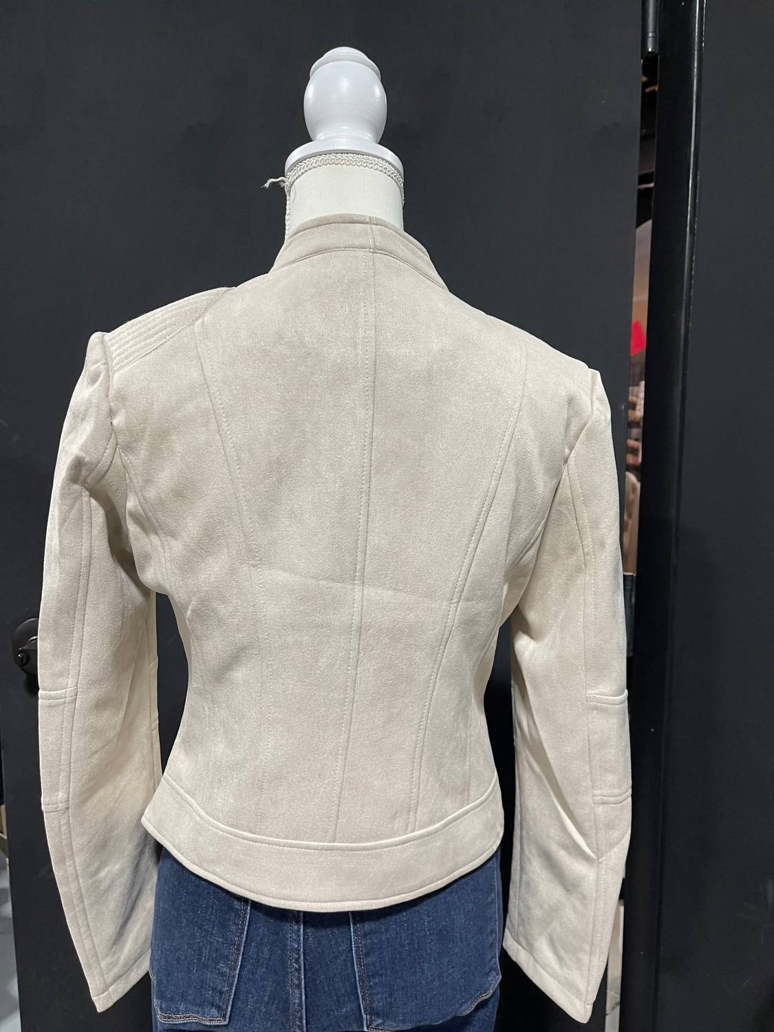 Coalition LA Women's Long Sleeves Suede Jacket in soft cream - women's jacket - alternate view