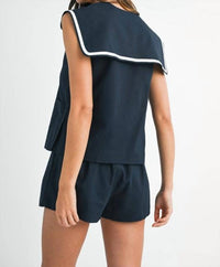 MABLE Marina Top And Shorts Set in blue - women's sleepwear - view 10
