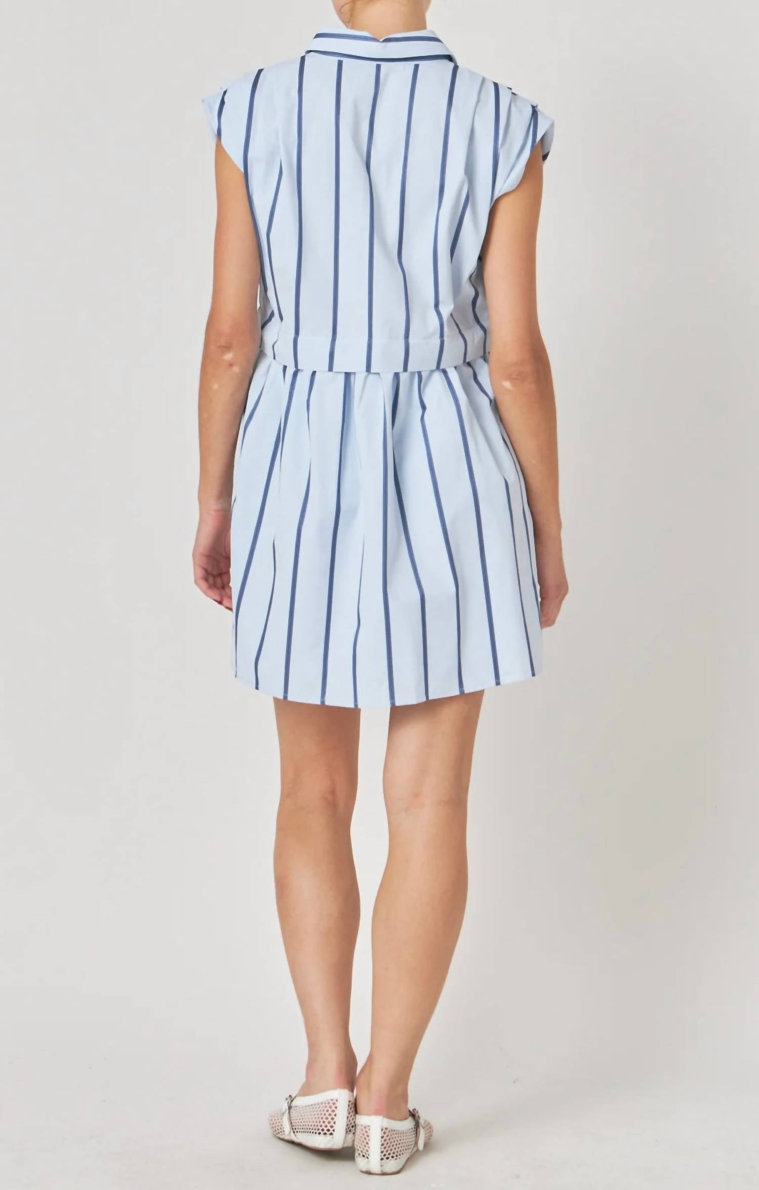English Factory - Stripe Pleated Shirt Dress