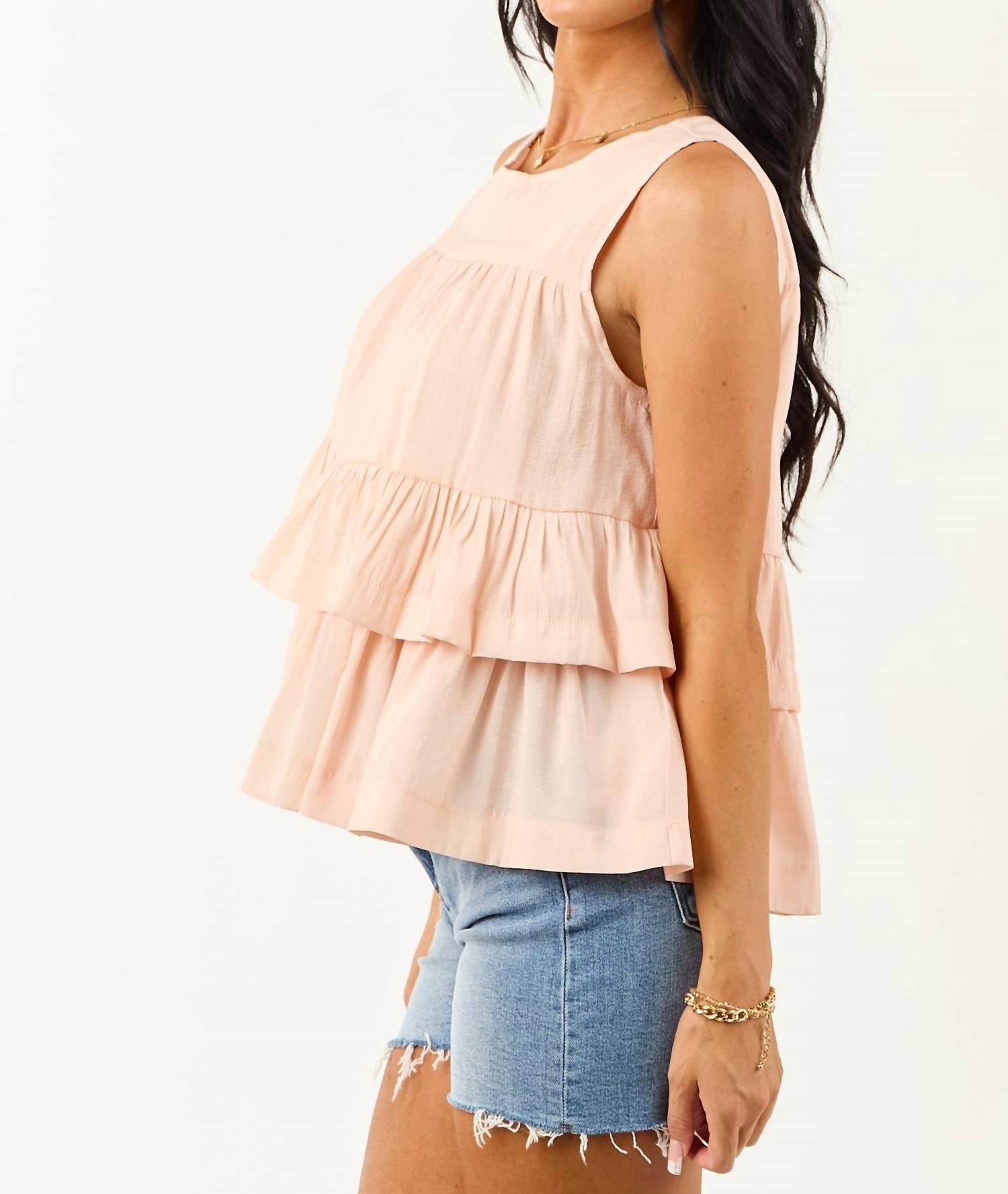 Heyson - Sienna Round Neck Tiered Ruffle Tank Top