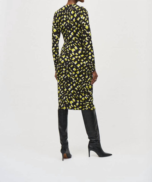 Joseph Ribkoff - Abstract Print Midi Sheath Dress