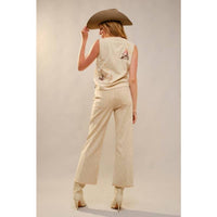 Bns - Embroidered Western Sleeveless Top