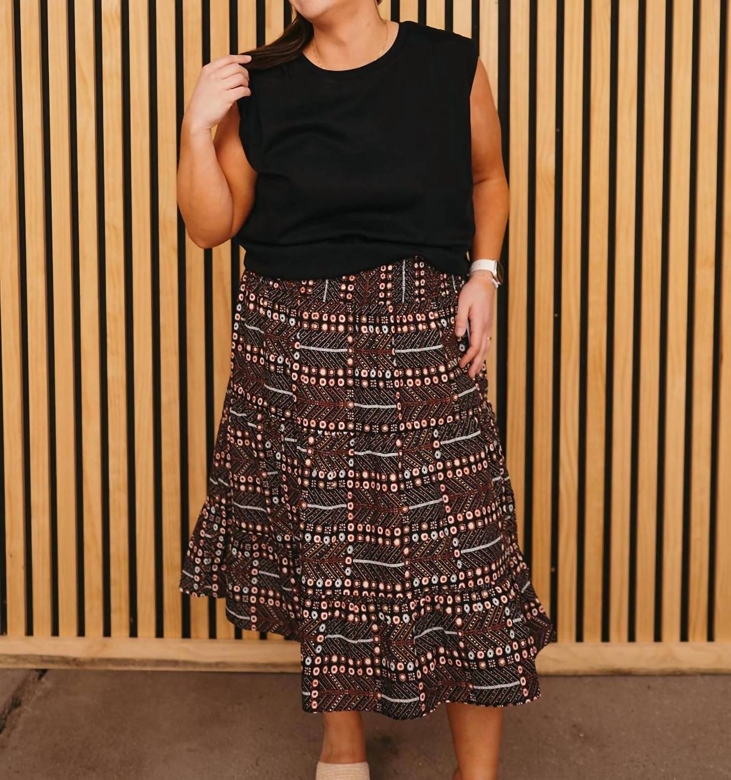 Dex - Smocked Waist Midi Skirt