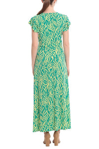 London Times - Floral Flutter Sleeve Maxi Dress
