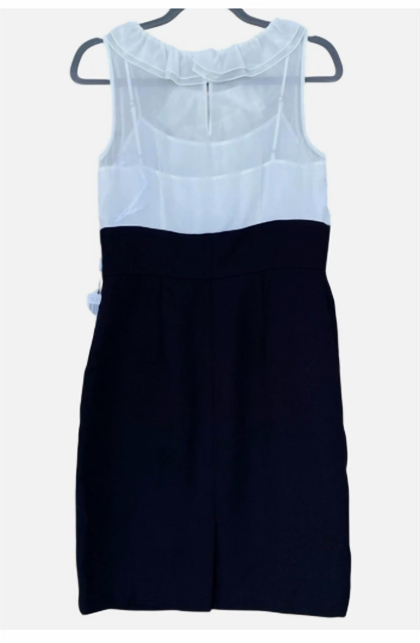 CALVIN KLEIN Women's Sleeveless Lined Sheath Dress in black and white - women's dress - alternate view