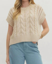 Entro - Alice Cable Knit Short Sleeve Sweater