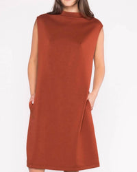 RIPLEY RADER Scuba Cowl Neck Dress in rust - women's dress - detail view