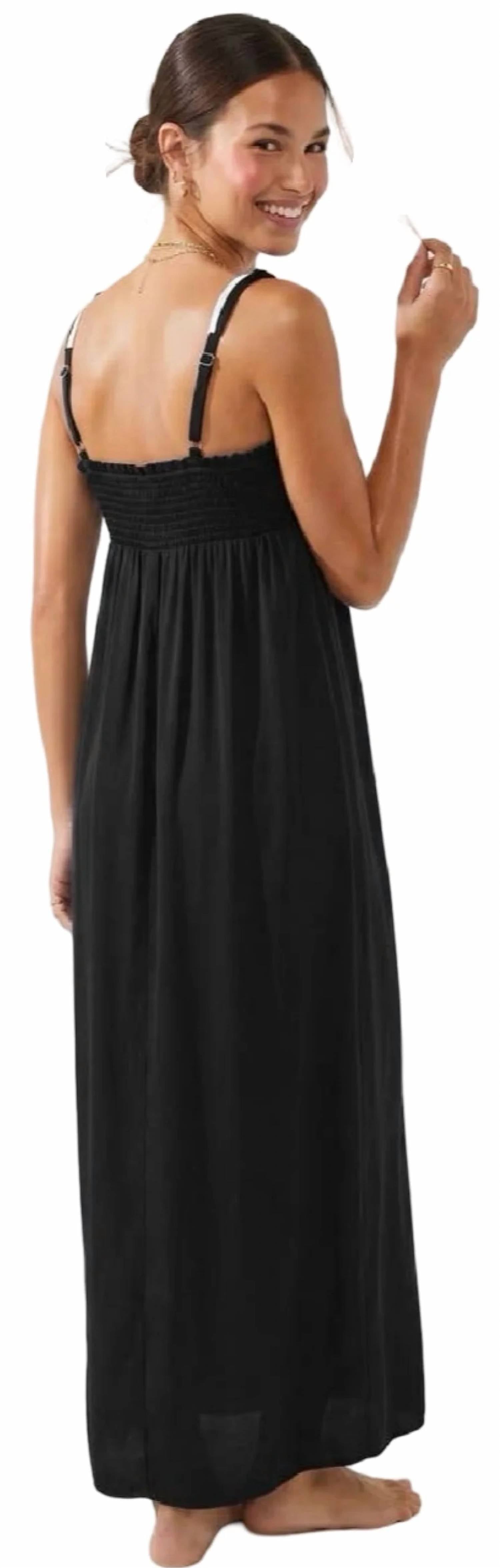 Naked Zebra - Cord Detail Smocking Maxi Dress