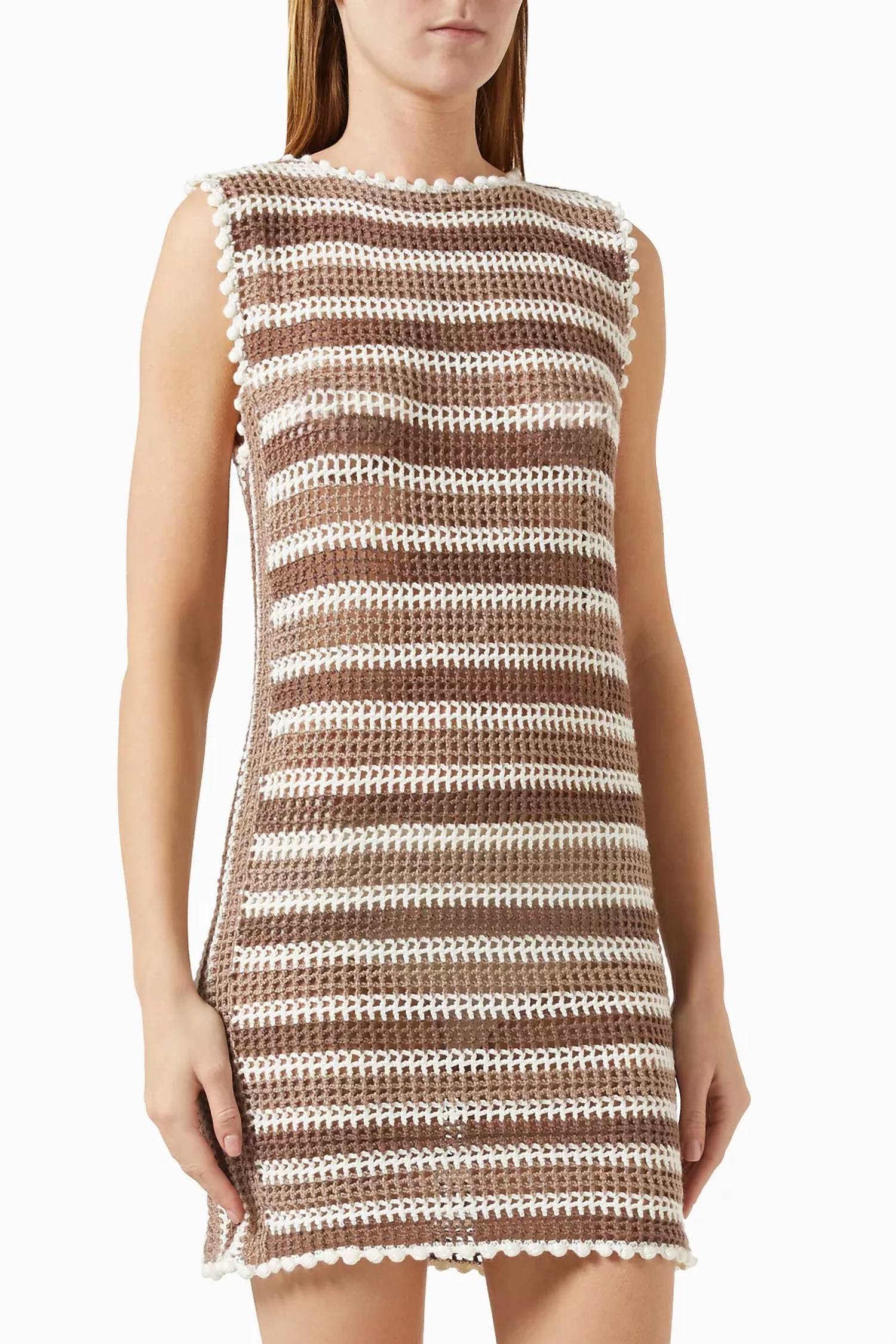 My Beachy Side Elia Hand-Crochet Mini Dress in stone - women's dress