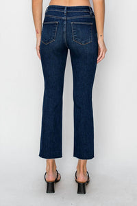 Risen - Mid-rise Crop Straight Raw Edge Hem Jeans