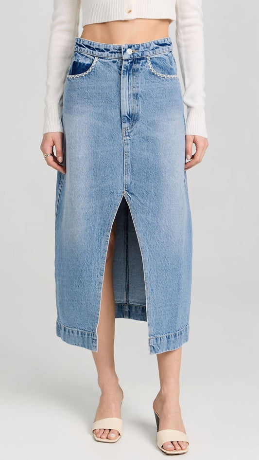 Sea - Marion Mended Denim Maxi Skirt