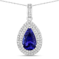 Diana M Jewels Women's Pear Natural Tanzanite Pendant Necklace (2.56 Ct) - Signature in 14k white gold - women's jewelry