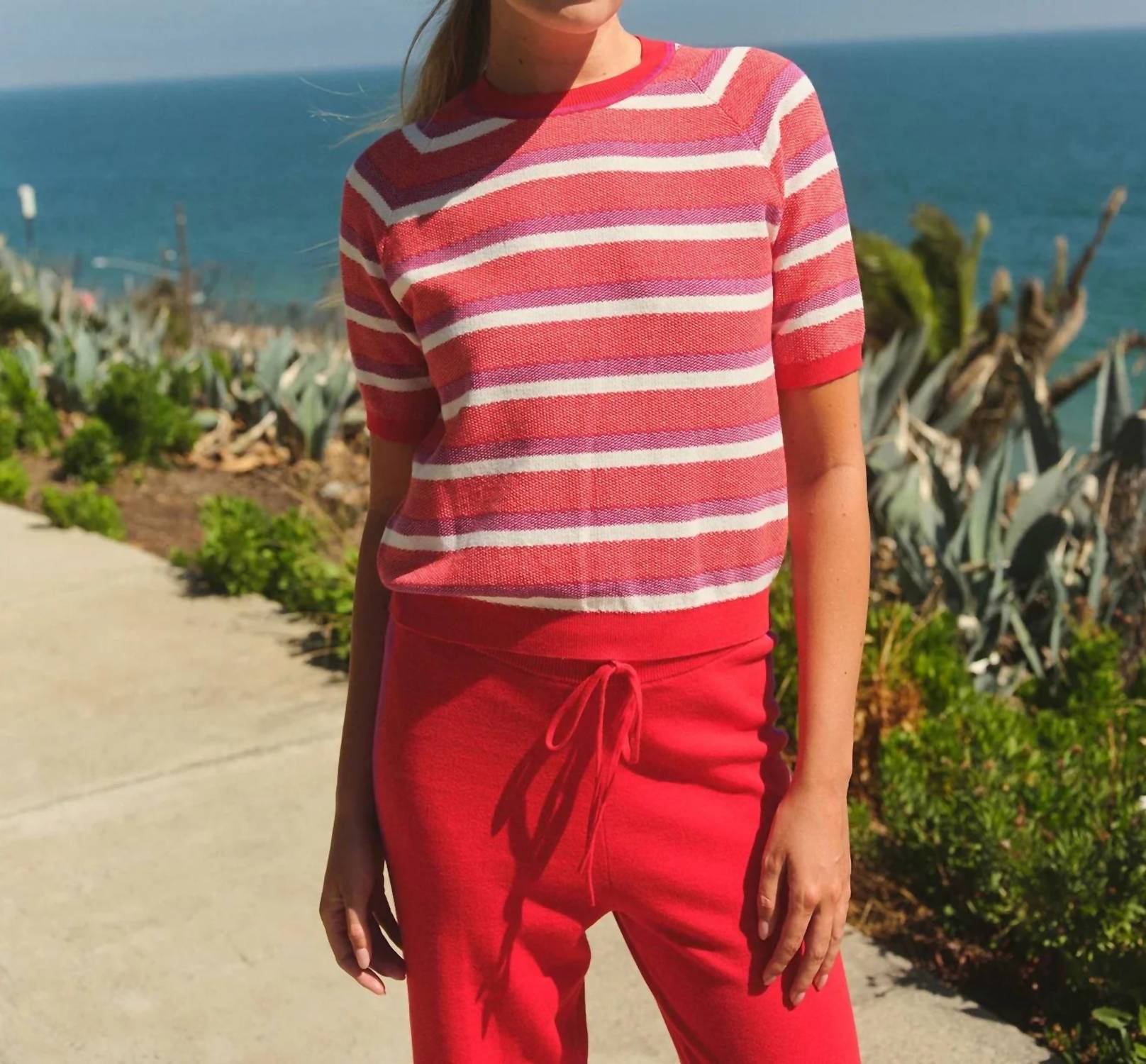 Sundry - Crew Neck Stripe Raglan Sweater