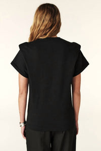 ba&sh Pio Crewneck T-shirt in noir - women's t-shirt - detail view