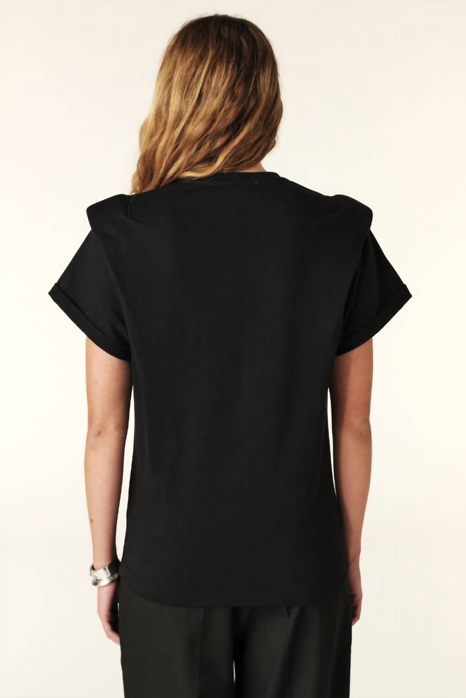 ba&sh Pio Crewneck T-shirt in noir - women's t-shirt - detail view